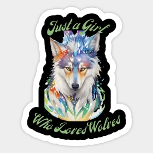 Girl Who Loves Wolves Sticker